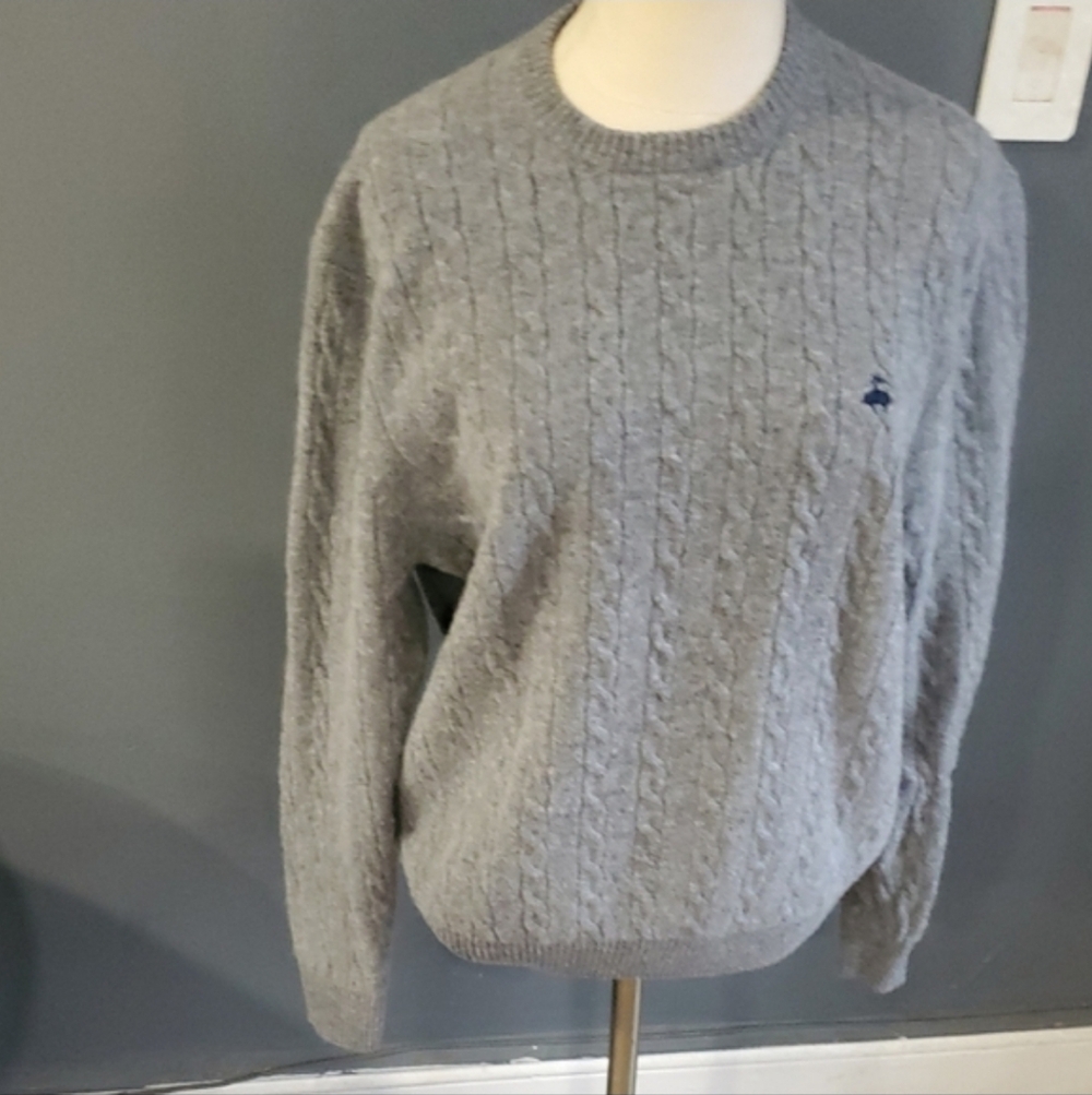 Brooks Brothers Lambwool Gray Cable Knit Crewneck Sweater - Picture 13 of 13